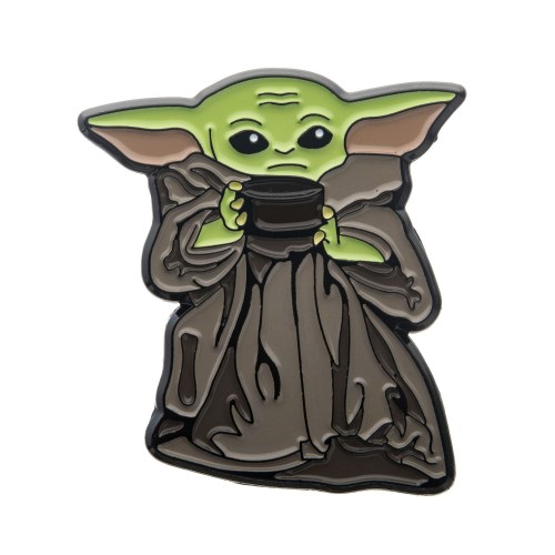 Star Wars: The Mandalorian Grogu (AKA: Baby Yoda/ The Child) with Soup Bowl. 1.5" Lapel Pin. [COMING SOON]
